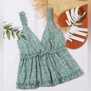 Floral Babydoll Sleeveless Cropped Top